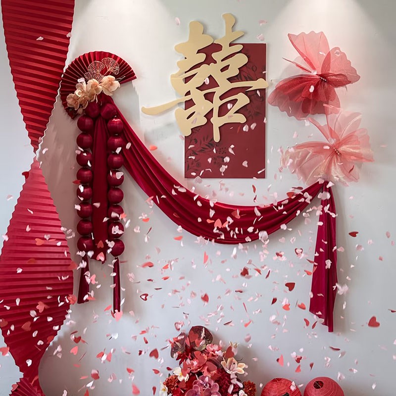 婚房布置套装男方卧室女方新房结婚拉花房间装饰背景墙婚礼庆用品