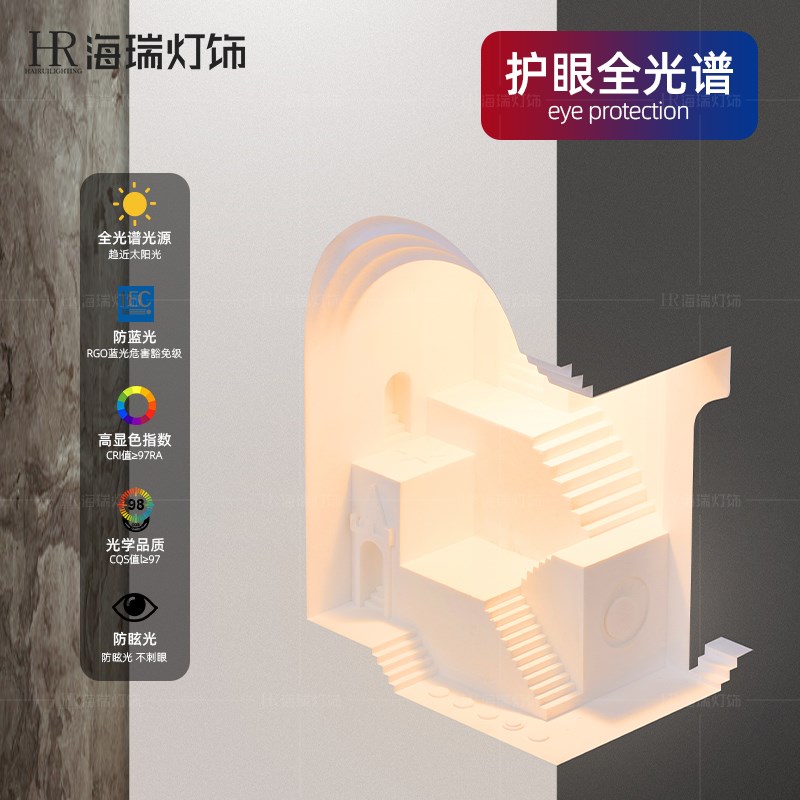 石膏灯嵌入式转角壁灯玄关人体感应走廊过道墙角装饰小夜灯氛围灯