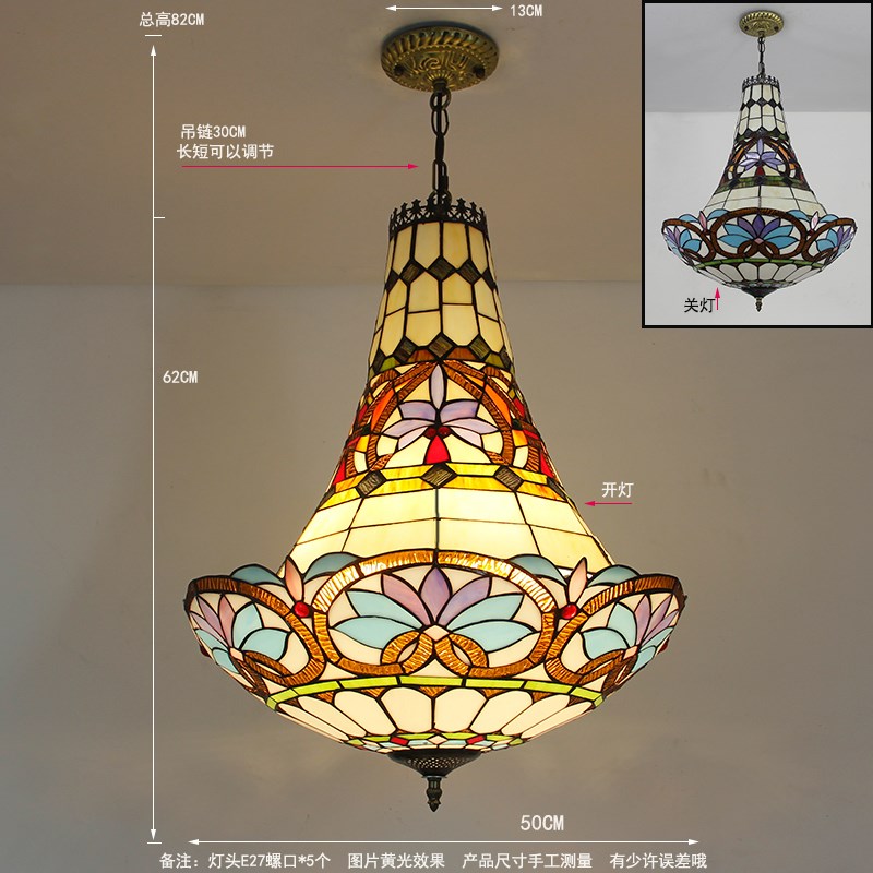 蒂凡尼艺术玻璃吊灯楼梯吊灯复式楼 简约欧式旋转别墅复式楼中楼