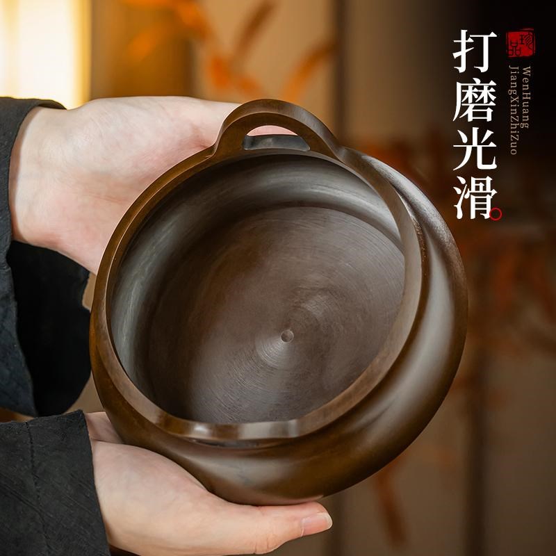 纯黄铜苏工铜香炉宣德复古中式铜香炉家用室内供奉财神上香蜡烛台