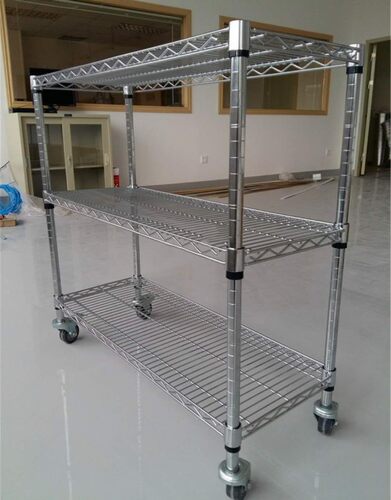 不锈钢镀铬线网置物架防静电周转物料架仓库多层储物架家用展示架