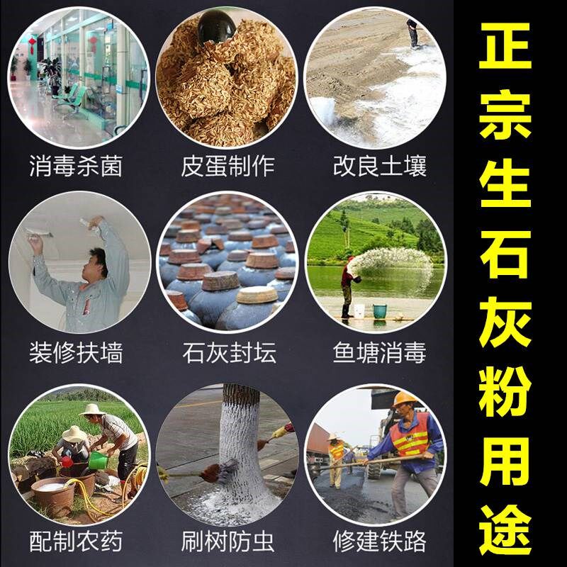 生石灰粉石灰粉50斤鱼塘养殖场消毒杀菌杀虫净水防潮白灰刷树袋装