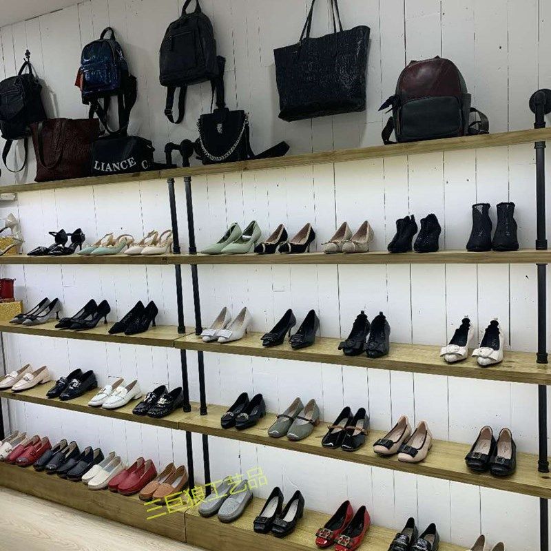 鞋店鞋架鞋店鞋货架包包展示架上墙搁板货架鞋店鞋柜女鞋童鞋货架