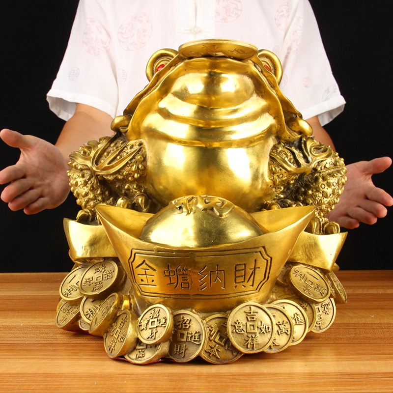 2.2尺铜元宝金蟾摆件 铜金蟾摆件 铜蟾王摆件