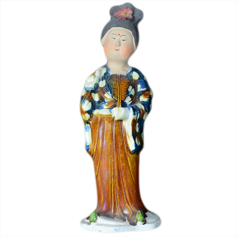 25cm仿古唐三彩仕女陶俑收藏 中式家居装饰摆件 中国特产文化礼品