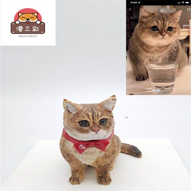 手工照片定制宠物猫咪纪念品摆件软陶动物模型去世纪念礼物订制