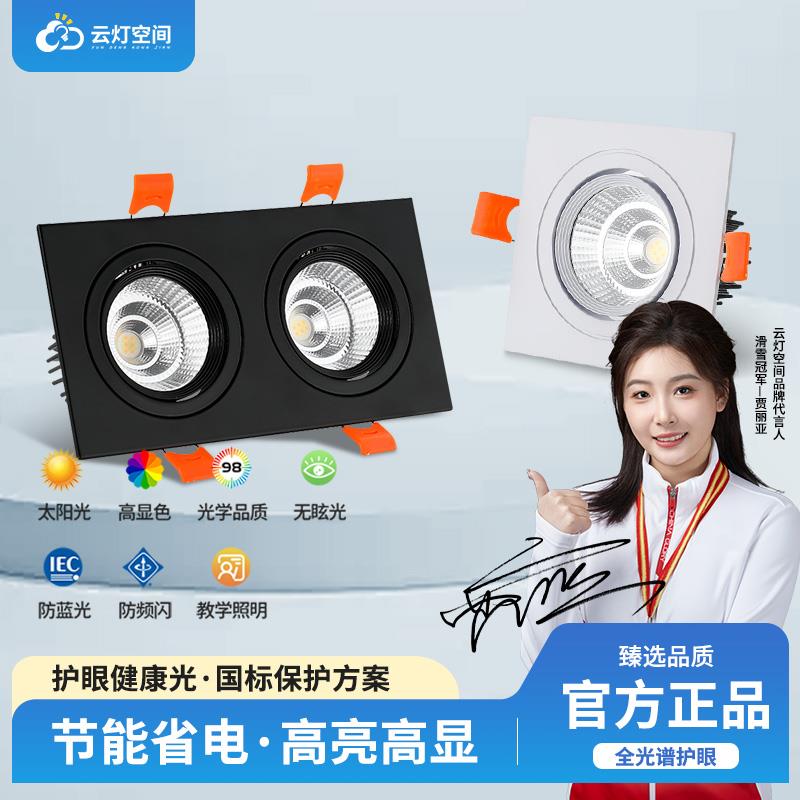 双头射灯led斗胆灯方形筒灯开孔2010公分嵌入式可调角度过道灯