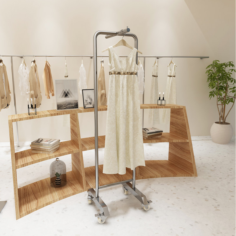 服装店展示架不锈钢高档正挂架女装店专用货架落地陈列架衣服架子
