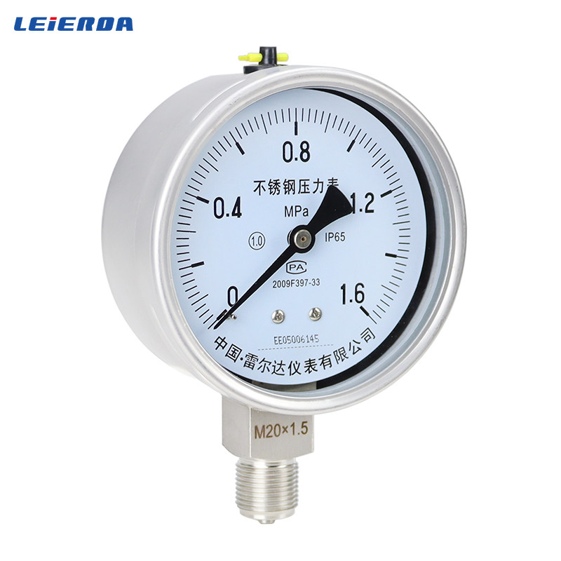 雷尔达仪表 欧式出口型不锈钢压力表Y-100BF 1.0级 气压表 液压表