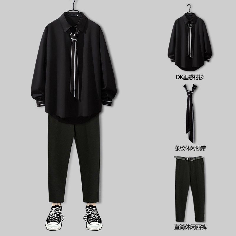 发型师衬衫套装男女士个性领结时尚酒吧ktv美发师工作服LOGO定制