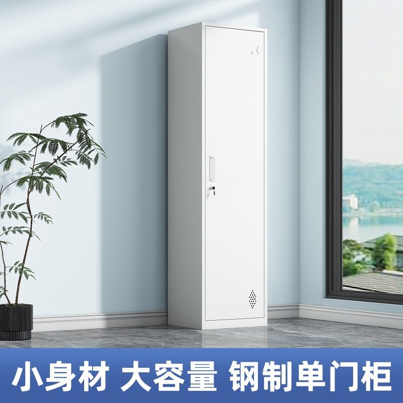 单门更衣柜储物柜铁皮柜员工柜健身房浴室钢制带锁办公室简约衣柜