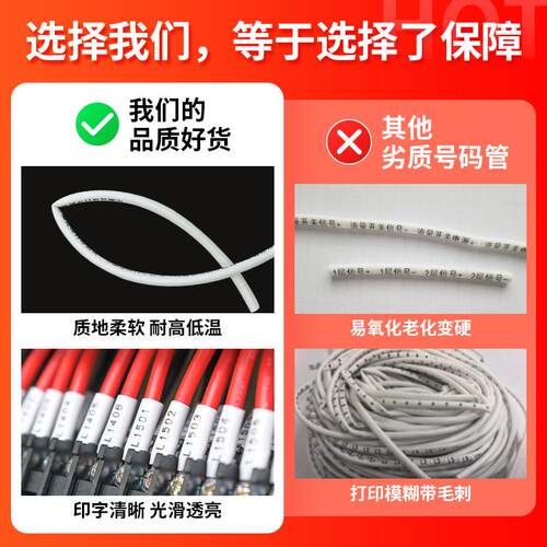 艾力生号码管PVC线号管线号机套管内齿梅花管电缆电线标识标记管