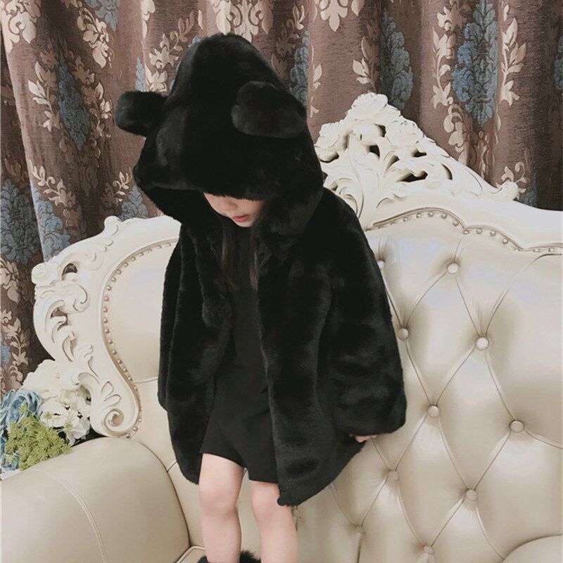 儿童棉衣冬装男童女童兔毛仿皮草毛绒外套小女孩宝宝加厚加绒棉服