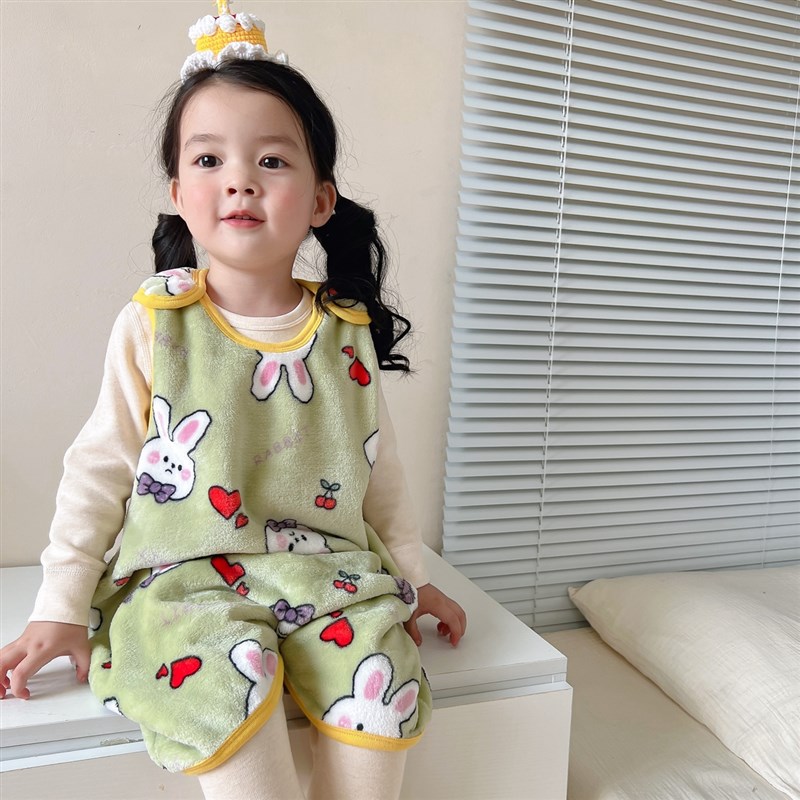 法兰绒睡袋婴儿春秋冬季宝宝款防踢被子神器儿童恒温连体睡衣背心