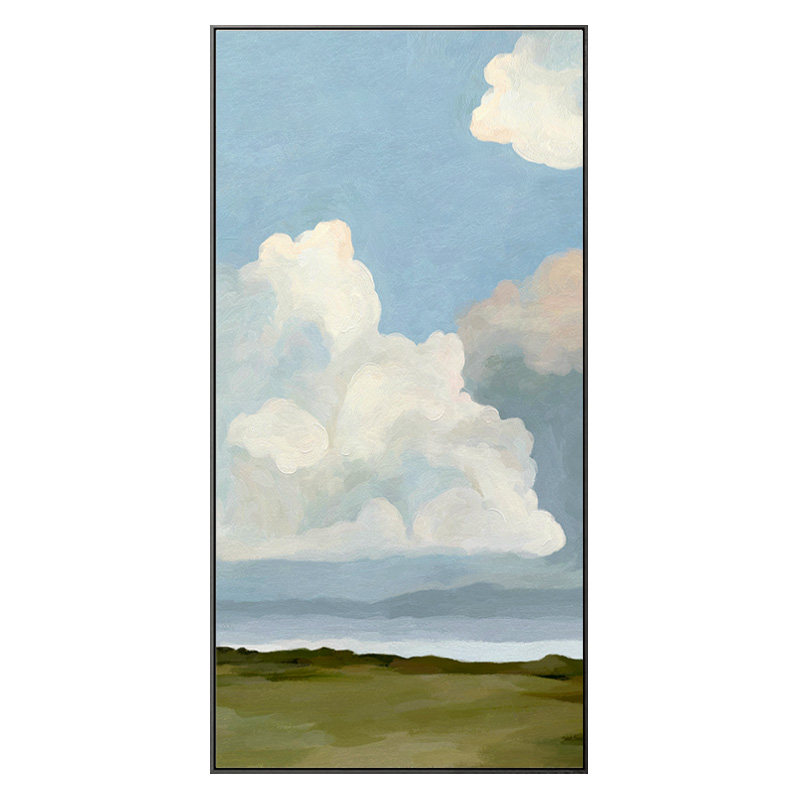 北欧风景落地壁画蓝天白云竖版走廊过道尽头挂画进门玄关装饰画