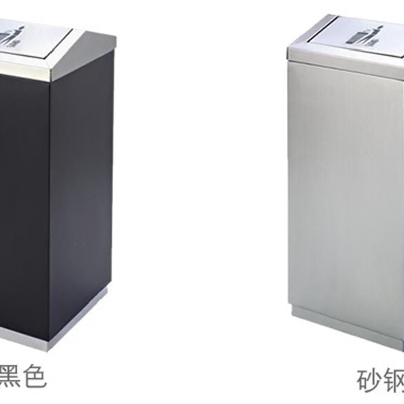 不锈钢垃圾桶包邮欧式翻盖烟灰桶酒店宾馆长方形时尚黑烤漆收纳桶