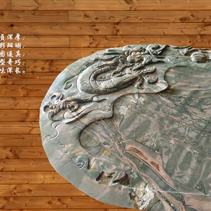 鼎信石业华安玉九龙壁石头功夫茶盘茶台玉石纯手工雕刻龙戏珠包邮