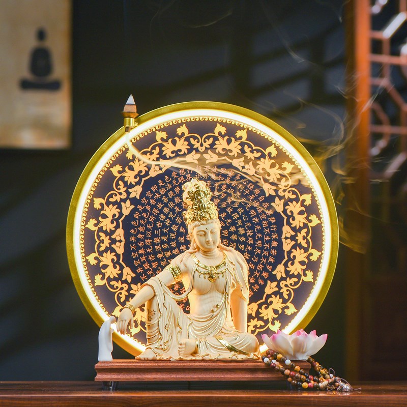 自在观音佛像家居供奉木雕观音菩萨观自在观世音神像中式禅意摆件