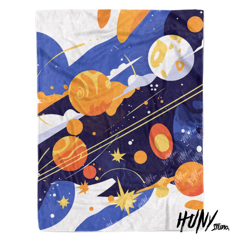 创意宇宙飞船星球宇航员儿童宿舍幼儿园绒毯空调被毛毯挂毯床单