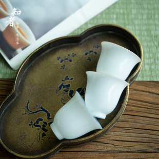 薄胎甜白釉茶杯品茗杯细瓷功夫茶具白瓷薄透如玉喝茶小杯子