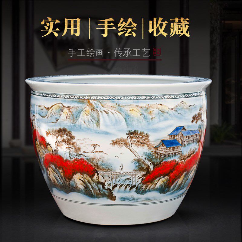 陶瓷花盆特大号酒店别墅落地摆件睡莲碗莲盆荷花缸庭院种树缸园艺