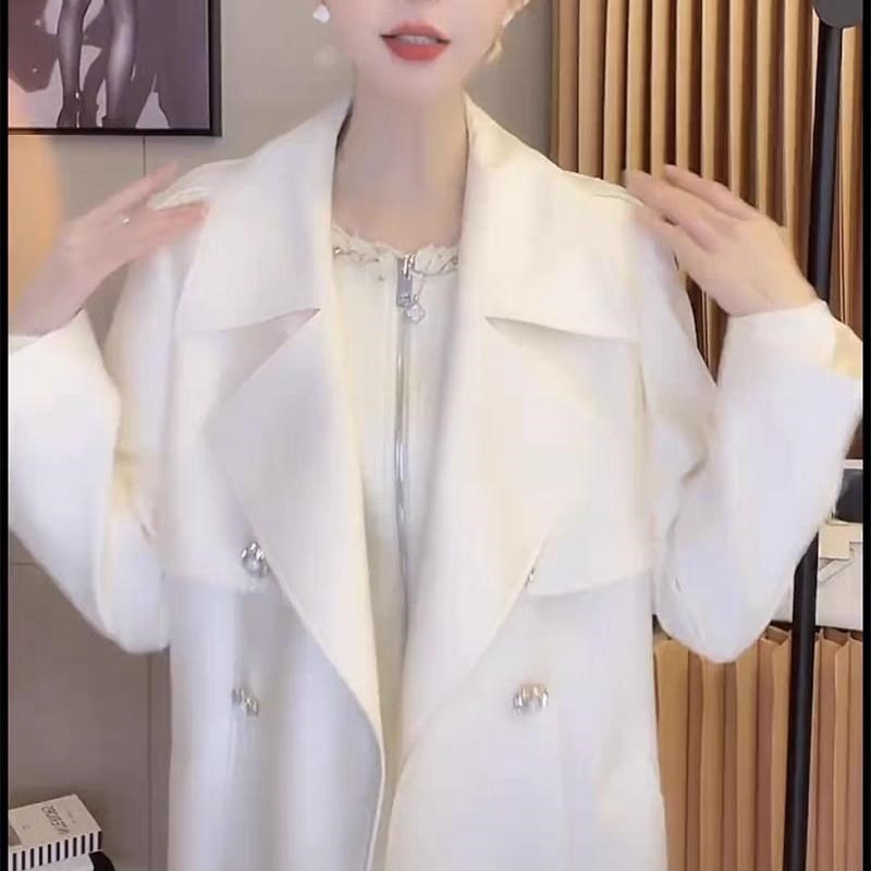 法式高级感中长款风衣外套女春秋乳白色系带收腰显瘦名媛气质大衣