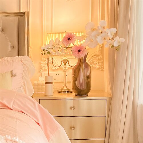 加安加丽北欧中古琉璃花瓶彩色插花花器复古手工高档家居装饰摆件