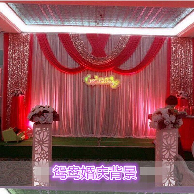 新款婚庆道具婚庆背景纱幔布置婚礼舞台布置沙幔婚庆布幔装饰用品