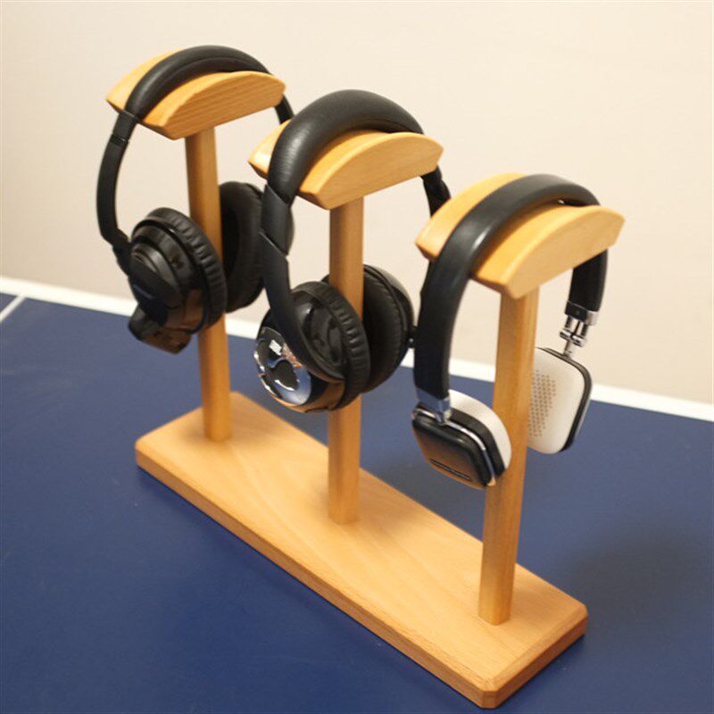 桌面榉木实木耳机展示架头戴式耳机架耳机试听架台面展示架