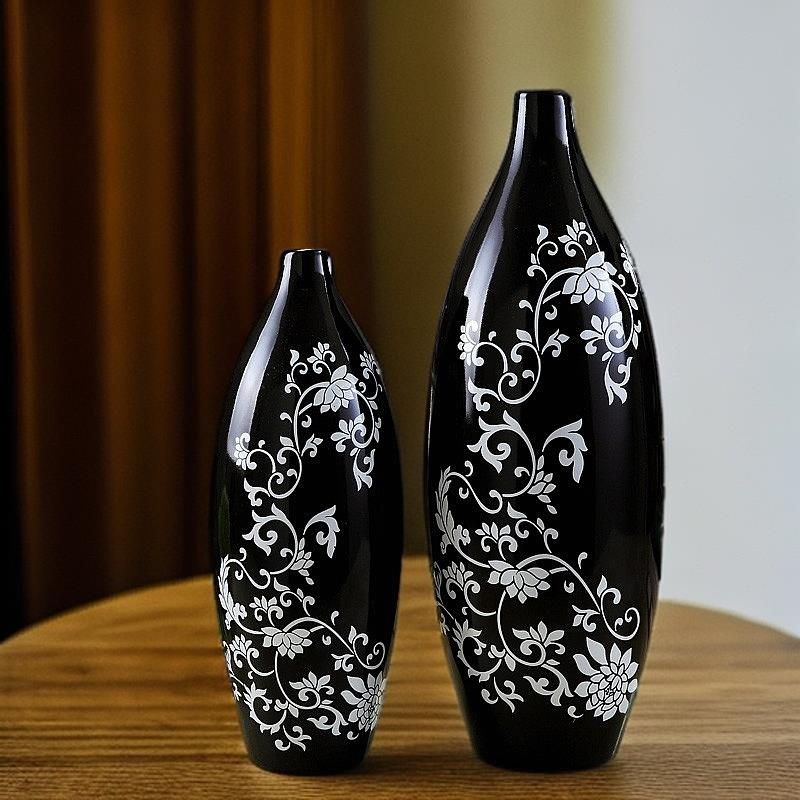 简约黑白家居装饰品摆设花瓶花插客厅摆件电视柜酒柜陶瓷艺术品礼