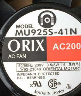 全新原装ORIX 东风机柜风扇9cm AC200V 散热风扇 MU925S-41N