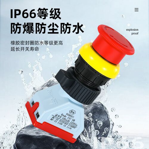 防爆急停按钮蘑菇头自锁红绿控制开关孔径3CM防粉尘防腐银点G8097