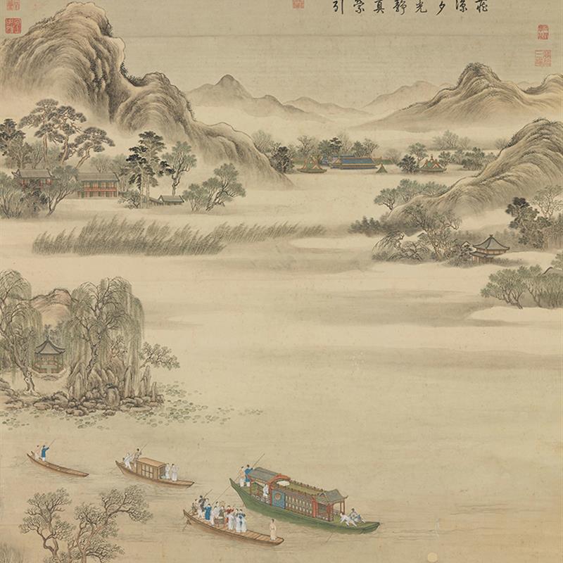 林钟盛夏图.清.周鲲.绘 茶室挂画 挂轴画心高清复制书法茶室送礼