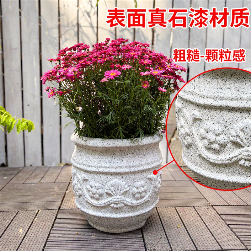 新款户外园林红陶花盆大号种花陶瓷白色陶罐无釉青山盆多肉盆庭院