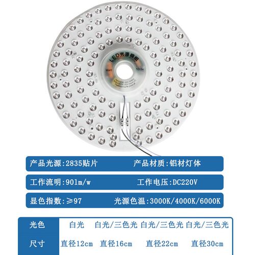 全光谱led灯芯吸顶灯替换光源圆形磁吸灯盘超亮风扇灯灯芯护眼灯