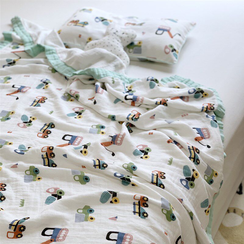 A类卡通儿童4层竹纤维纱布盖毯空调毯夏季单人薄款竹棉纱布夏凉被