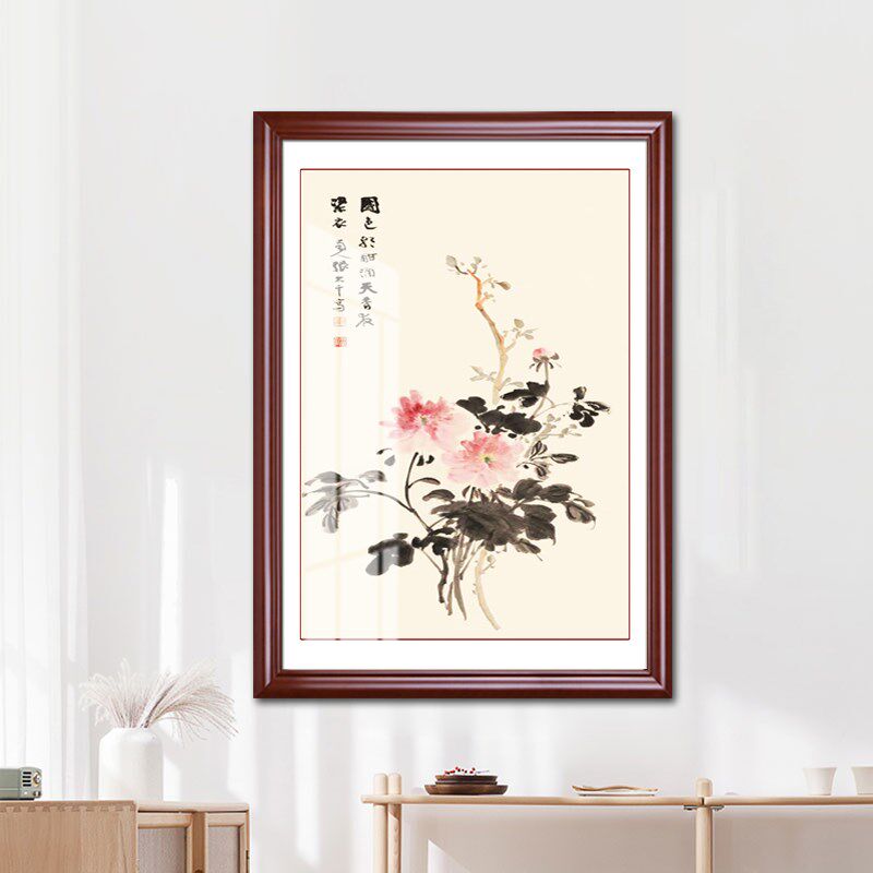 电表箱装饰画新中式风格竖款免打孔中国风遮挡配电箱总开关电源箱