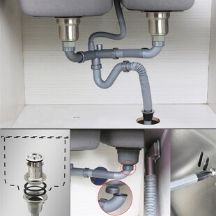 厨房水槽16公分下水器14cm水漏 160mm 洗菜盆双槽提篮下水管套装