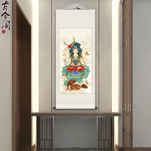 纯手绘工笔道家道观斗姆元君斗母斗姥画像挂画卷轴挂轴装饰画玄关