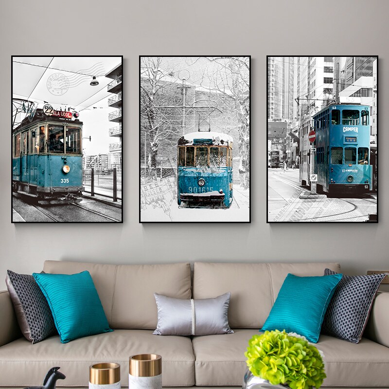 定做客厅装饰画北欧复古工业风壁画沙发餐厅挂画背景墙黑白风景三
