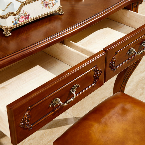 欧式梳妆台 美式别墅公主婚床实木雕花化妆台妆凳妆镜卧室化妆桌