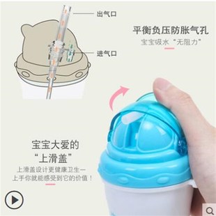 宝宝喝水杯子带吸管可爱女童1-2-3-4岁小孩幼儿园水瓶儿童饮水壶