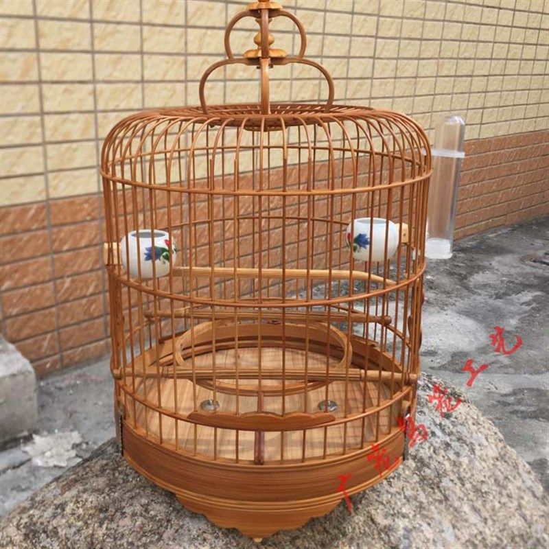 广笼罗汉圈五波脚竹制清远金青小黑白燕养笼广式鸟笼绣眼老竹笼子