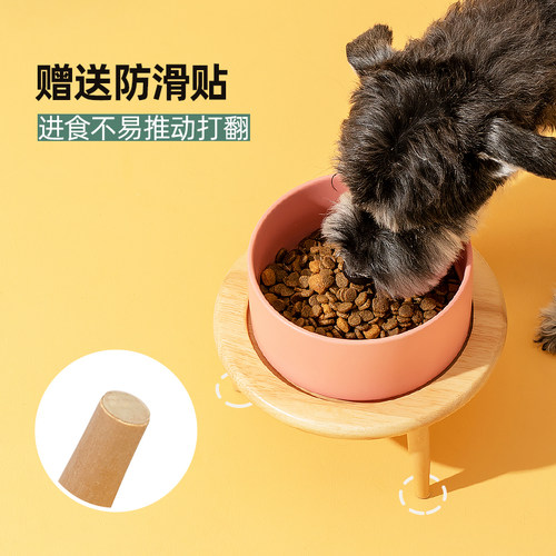 陶瓷狗碗大型犬狗狗食盆狗粮护颈椎柯基柴犬喝水碗防打翻宠物双碗