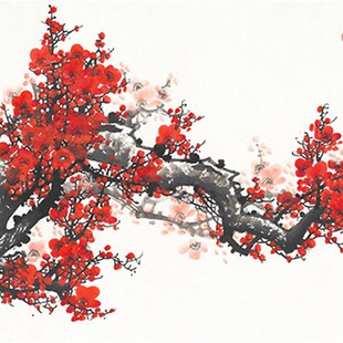 国画梅花图春满人间字画客厅沙发背景墙装饰画办公室壁画宣纸画心