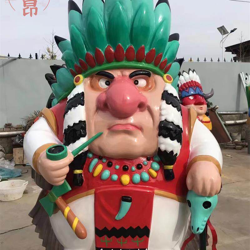印第安人卡通雕塑户外玛雅人玻璃钢雕像玛雅文明原始人公仔定制