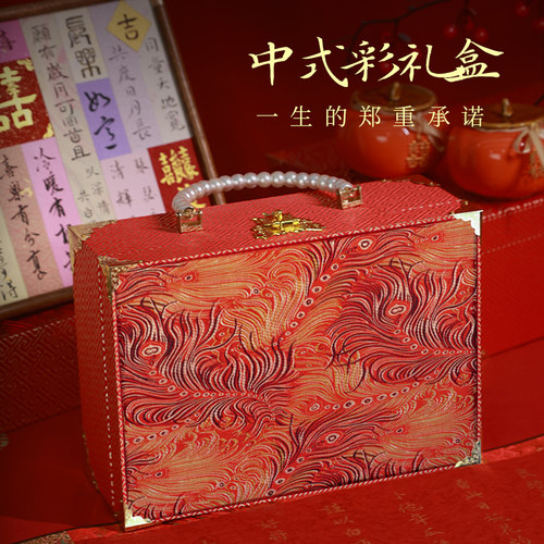 彩礼钱盒子高端结婚订婚提亲10万20万现金聘礼盒大号陪嫁妆礼金箱