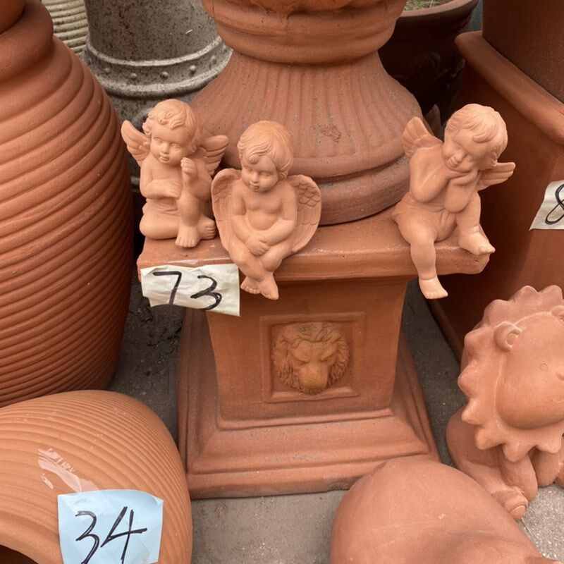 小天使摆件红陶盆3 件套