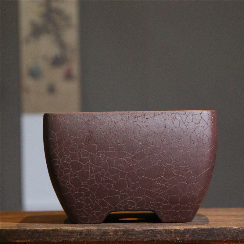 紫砂花盆精品四方盆景盆朱永南名家盆斗方斗盆原矿铺砂手工觅陶乡