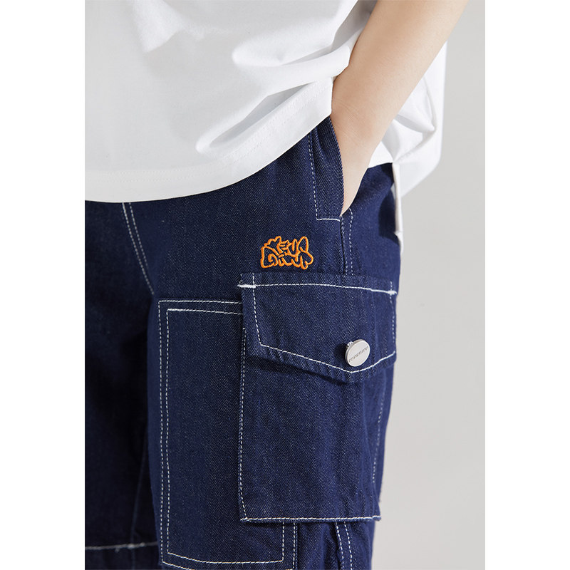 男童百搭阔腿牛仔短裤儿童宽松休闲时髦裤子中大童亲肤潮酷五分裤